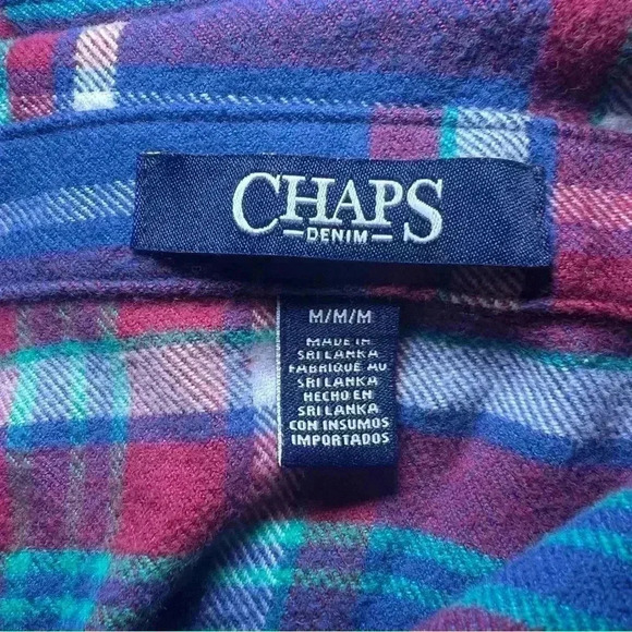 Ralph Lauren Denim Shacket Shirt Green Blue Flannel Full Zip Jacket Medium - Picture 6 of 6